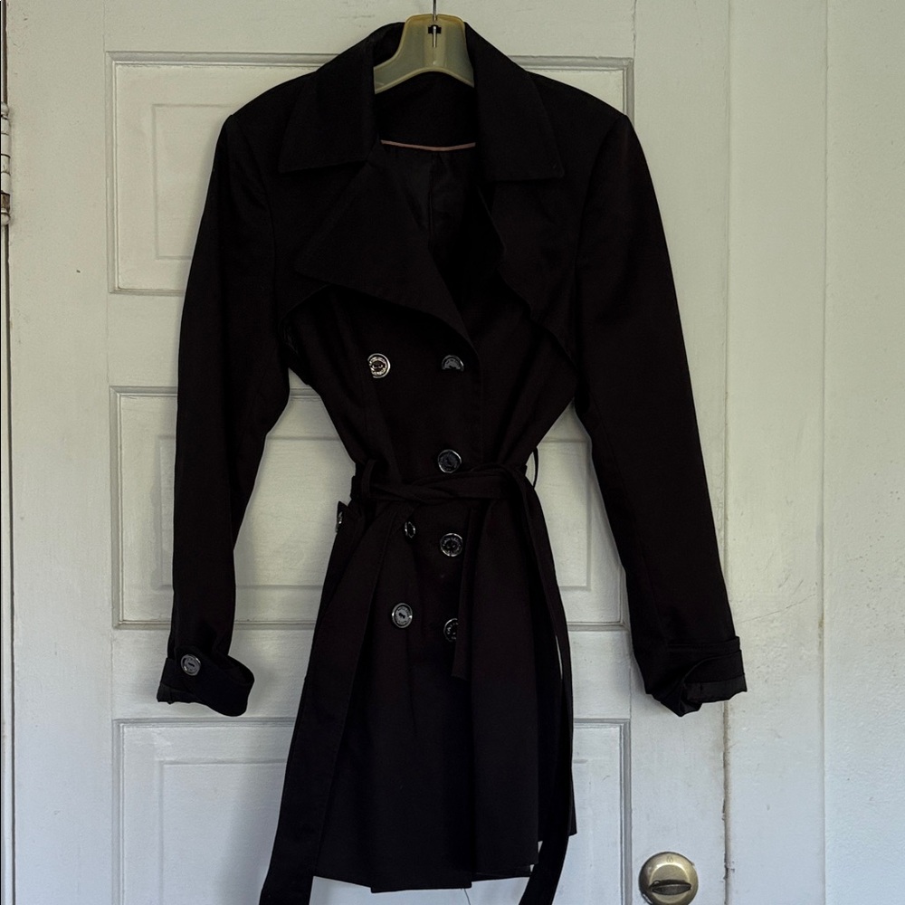 Calvin Klein Elegant Black Trench Coat medium